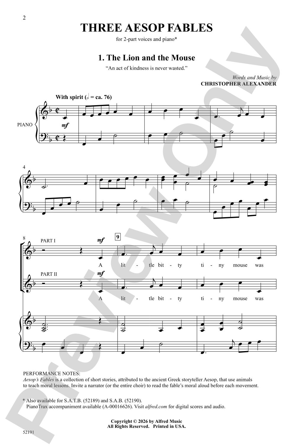 Three Aesop Fables: 2-Part Choral Octavo