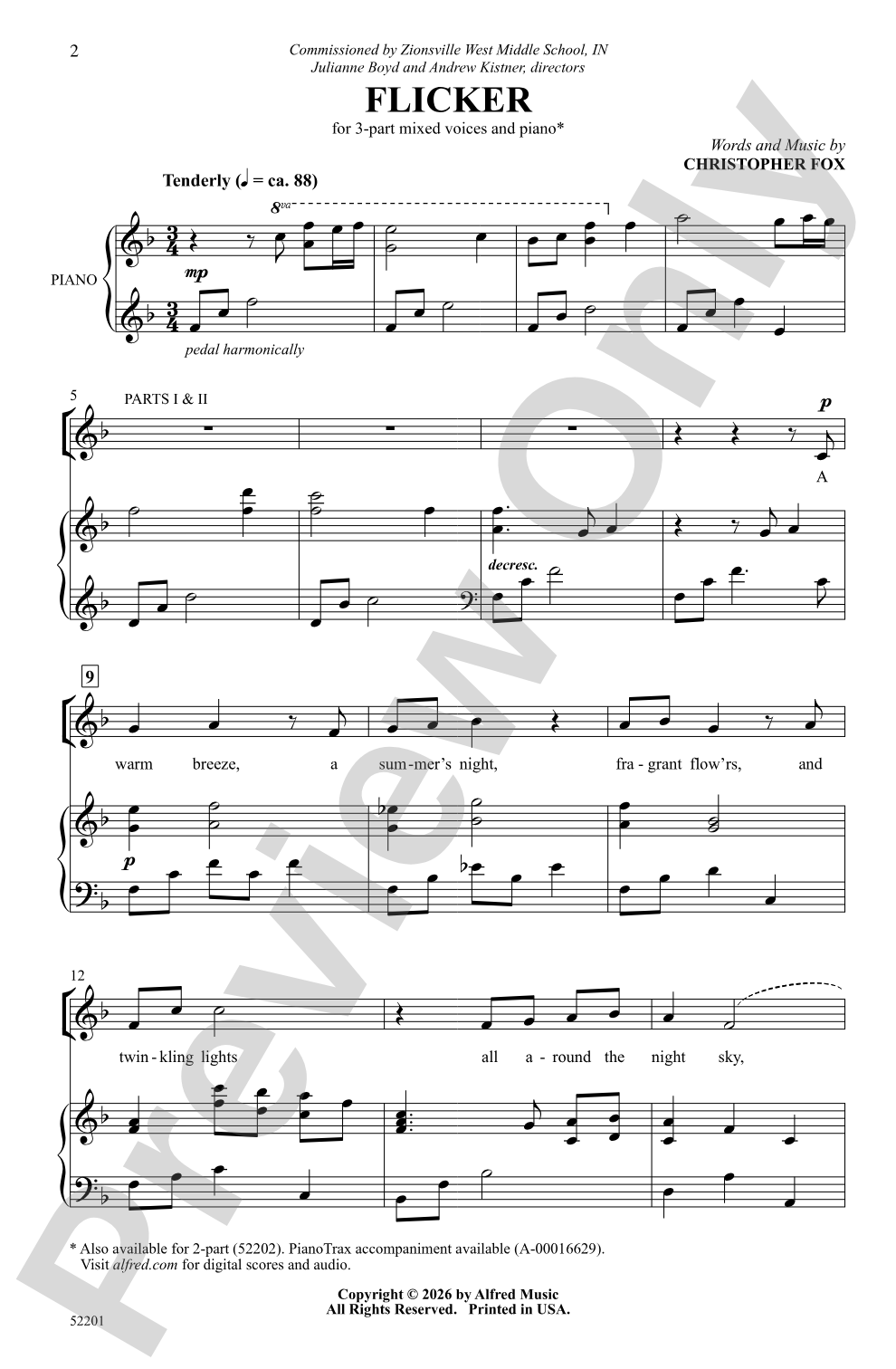 Flicker: 3-Part Mixed Choral Octavo