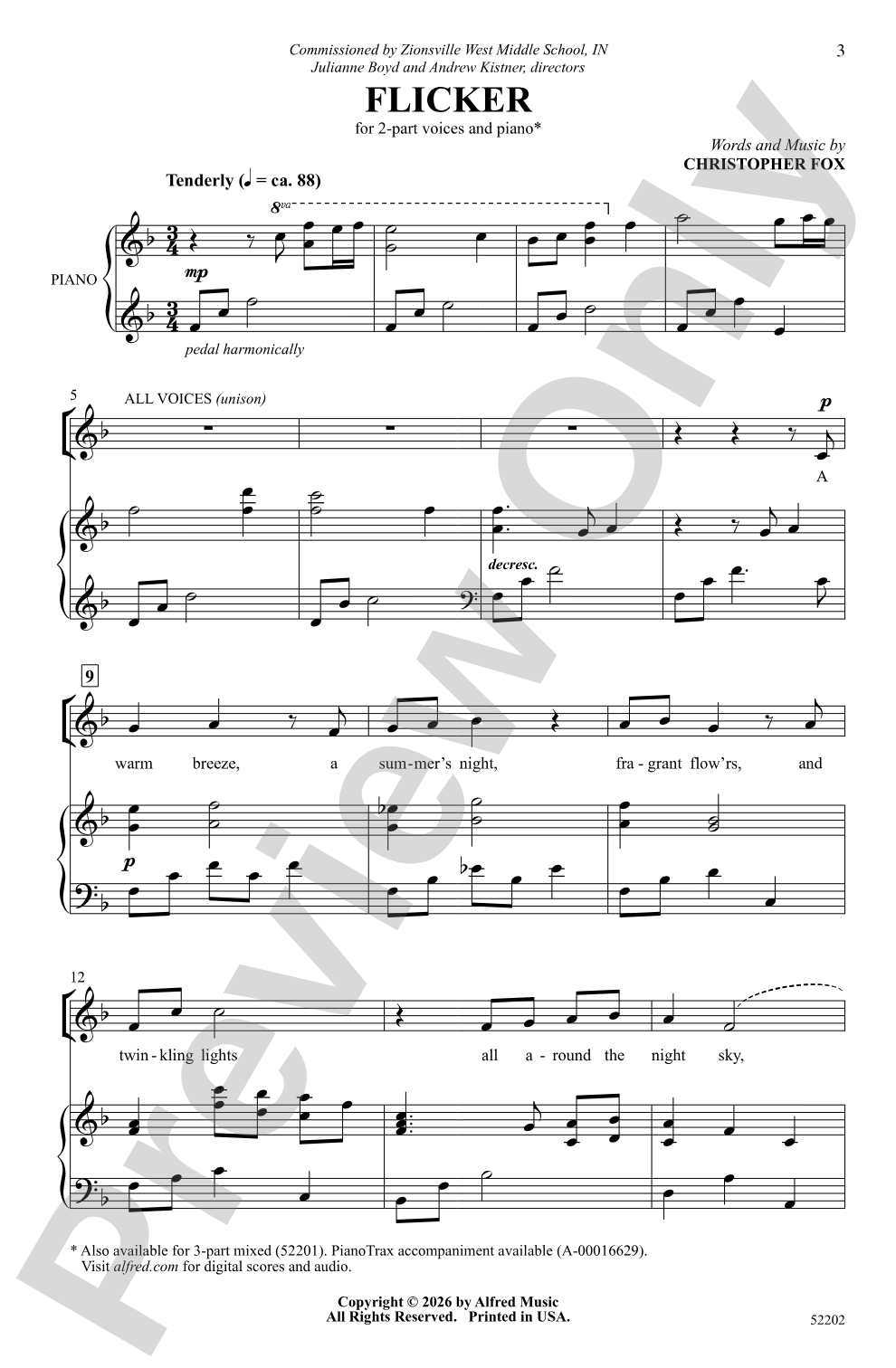 Flicker: 2-Part Choral Octavo