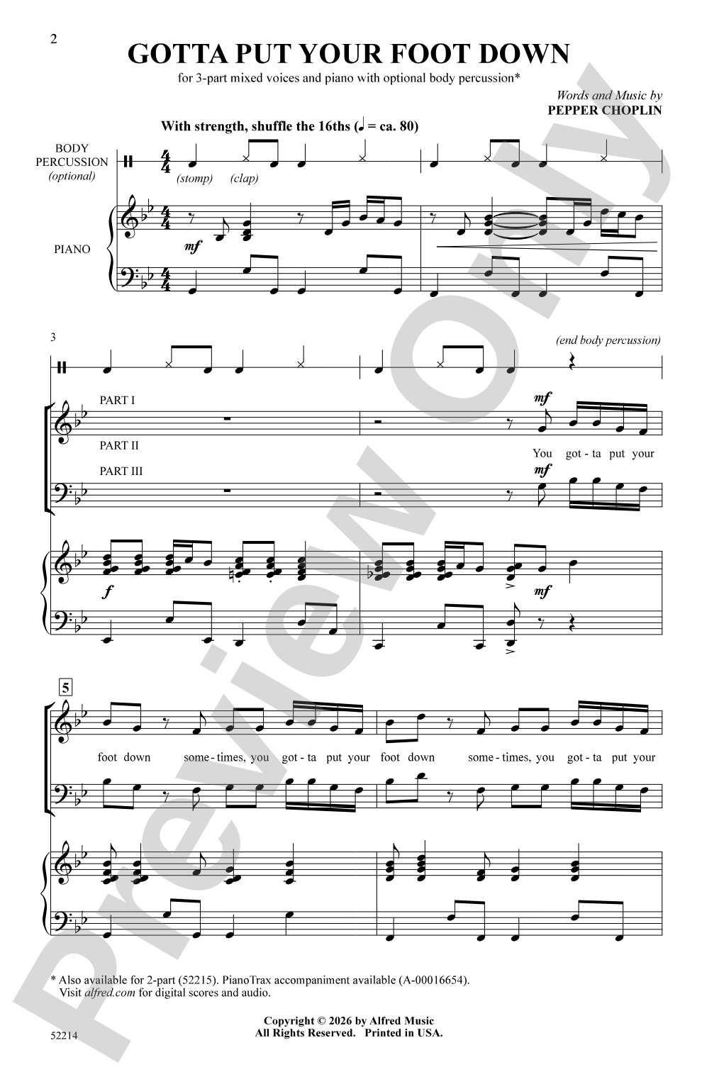 Gotta Put Your Foot Down: 3-Part Mixed Choral Octavo