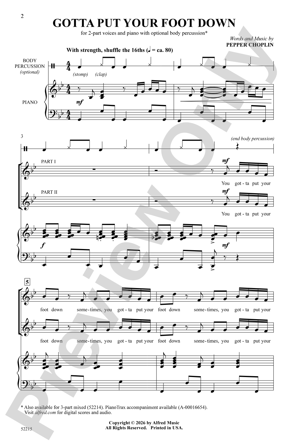 Gotta Put Your Foot Down: 2-Part Choral Octavo