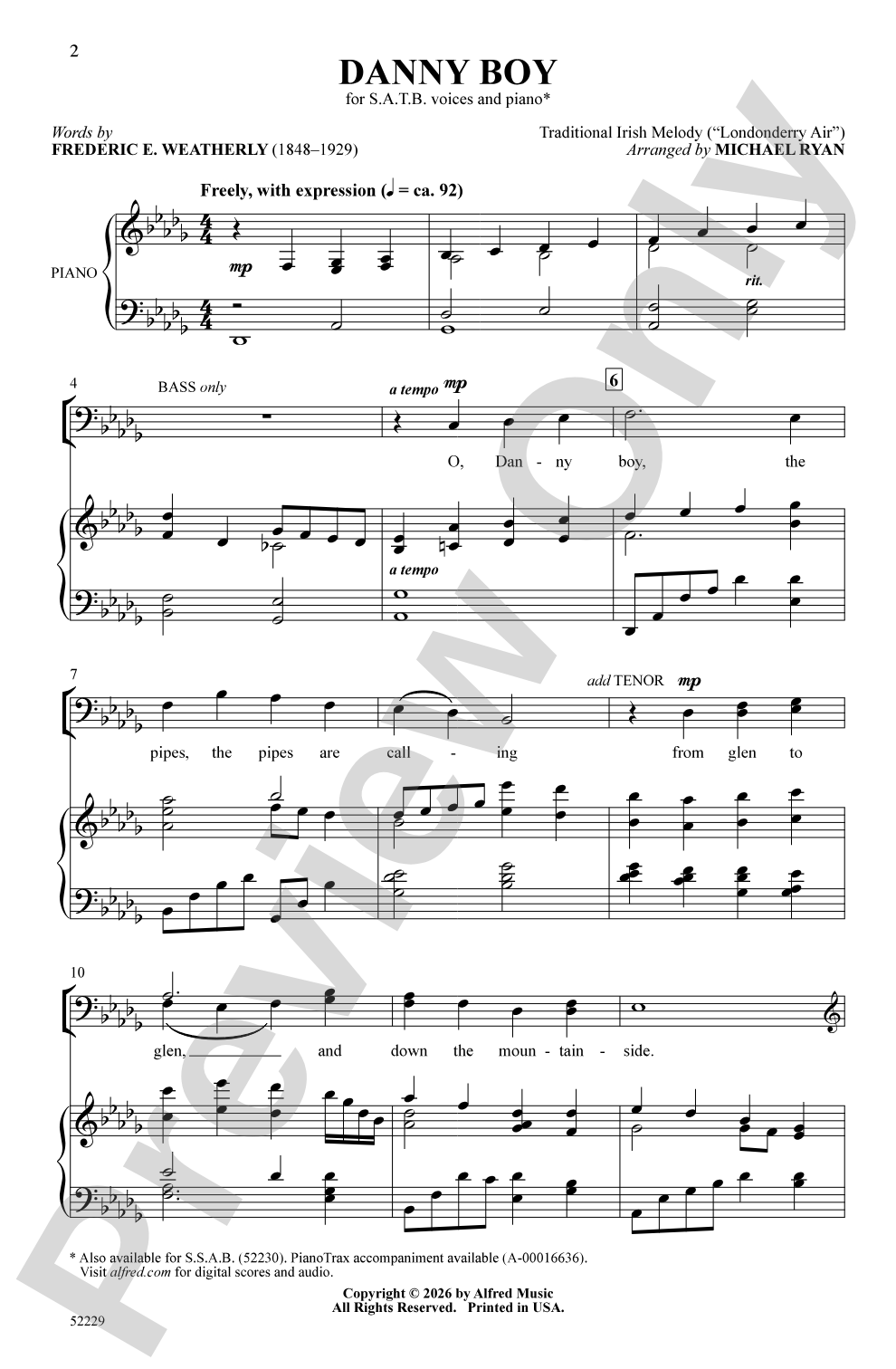 Danny Boy: SATB Choral Octavo