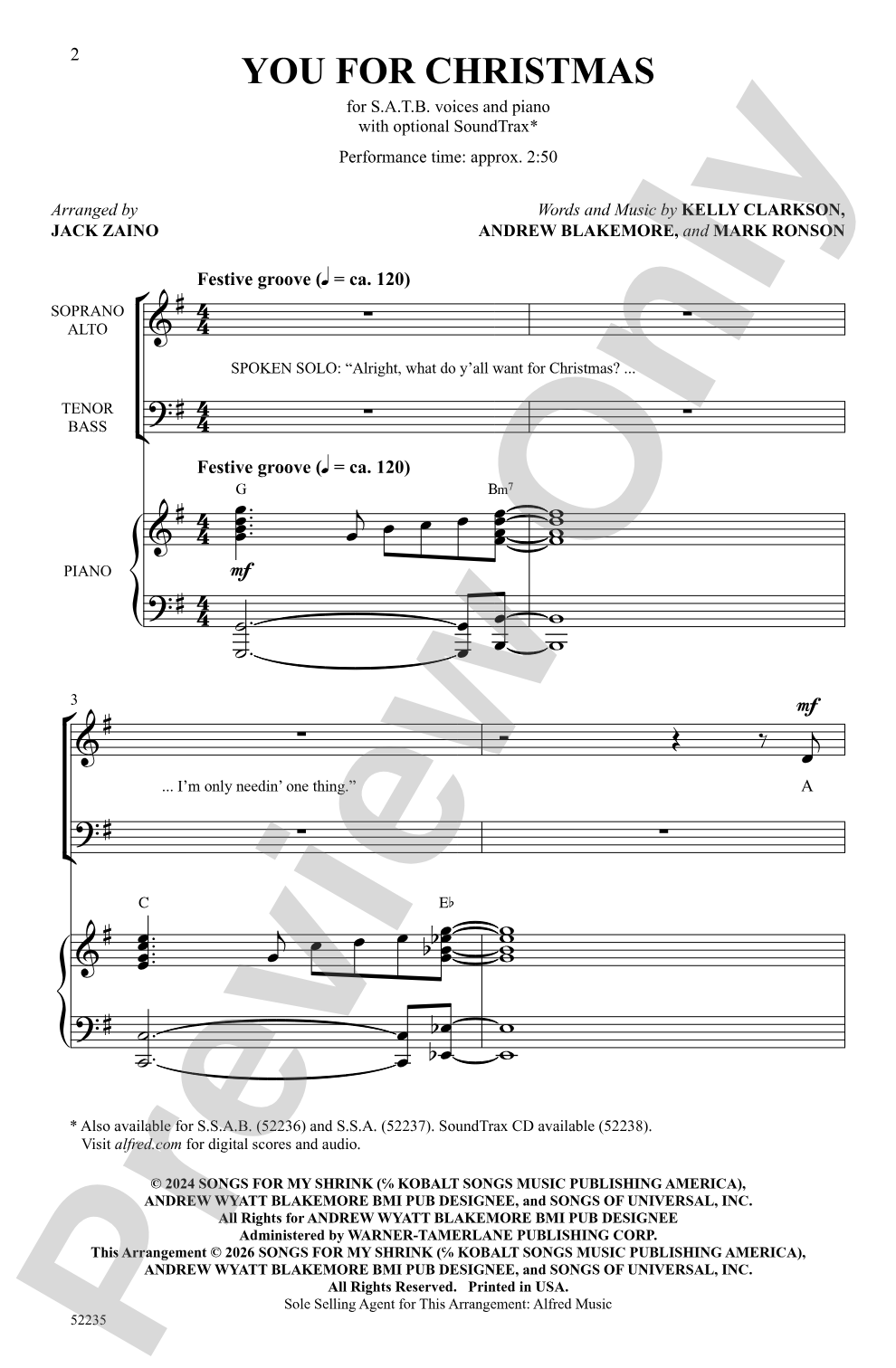 You for Christmas: SATB Choral Octavo