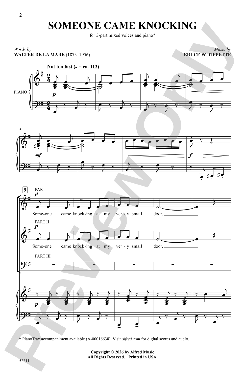 Someone Came Knocking: 3-Part Mixed Choral Octavo