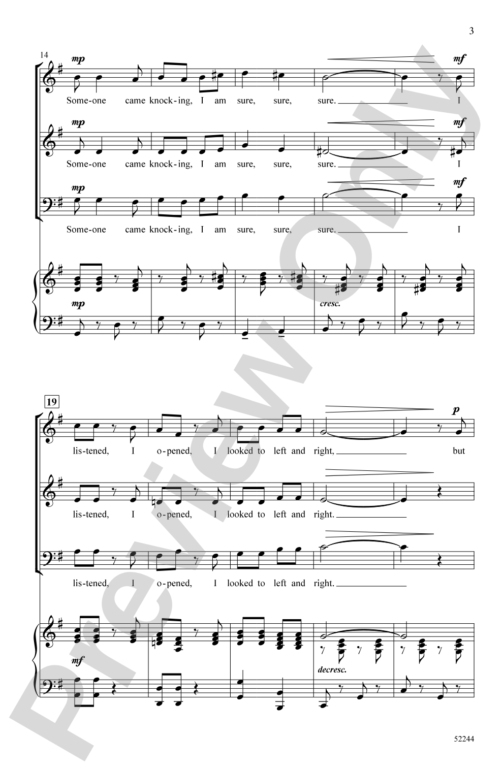 Someone Came Knocking: 3-Part Mixed Choral Octavo