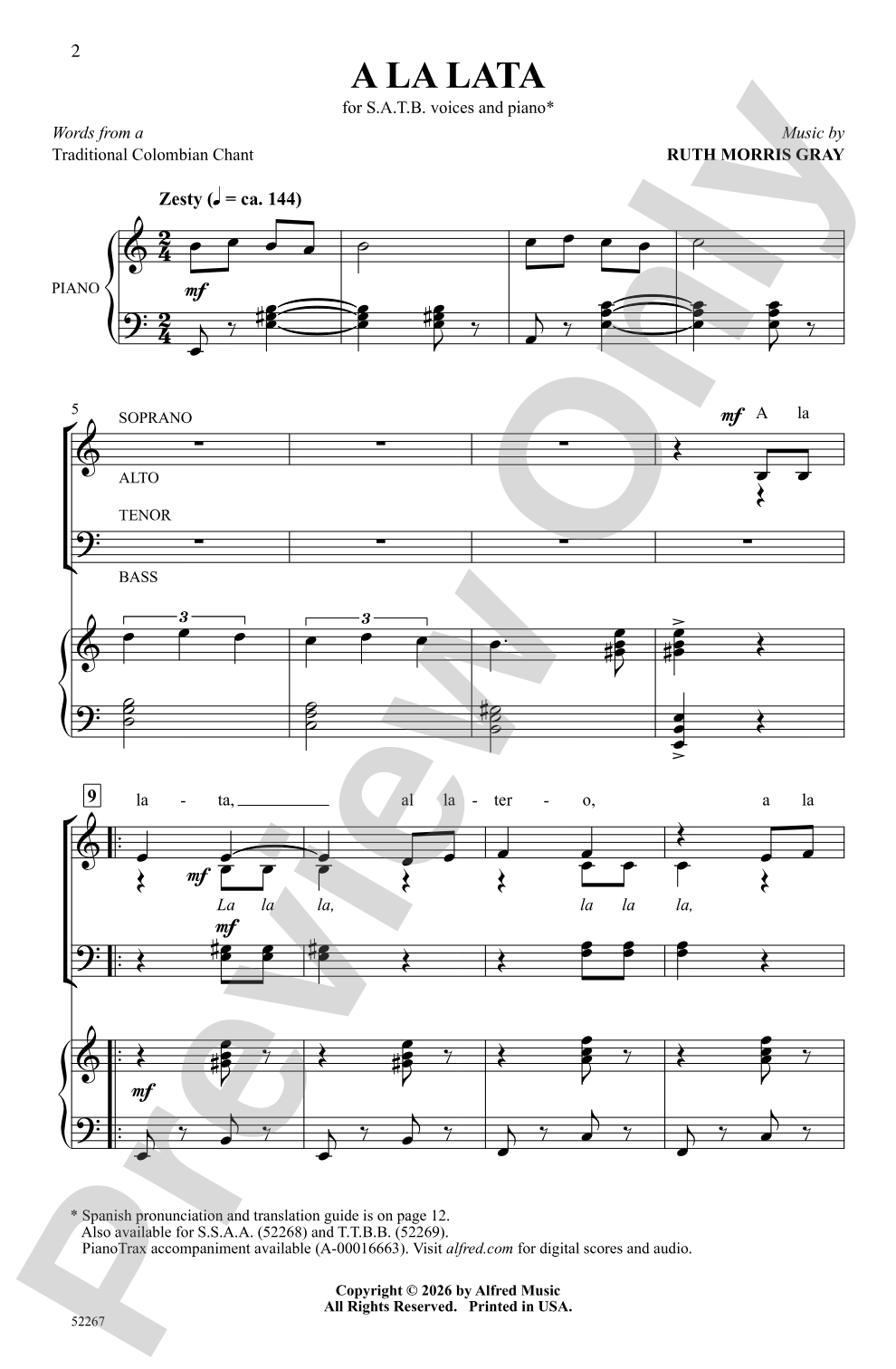A la Lata: SATB Choral Octavo