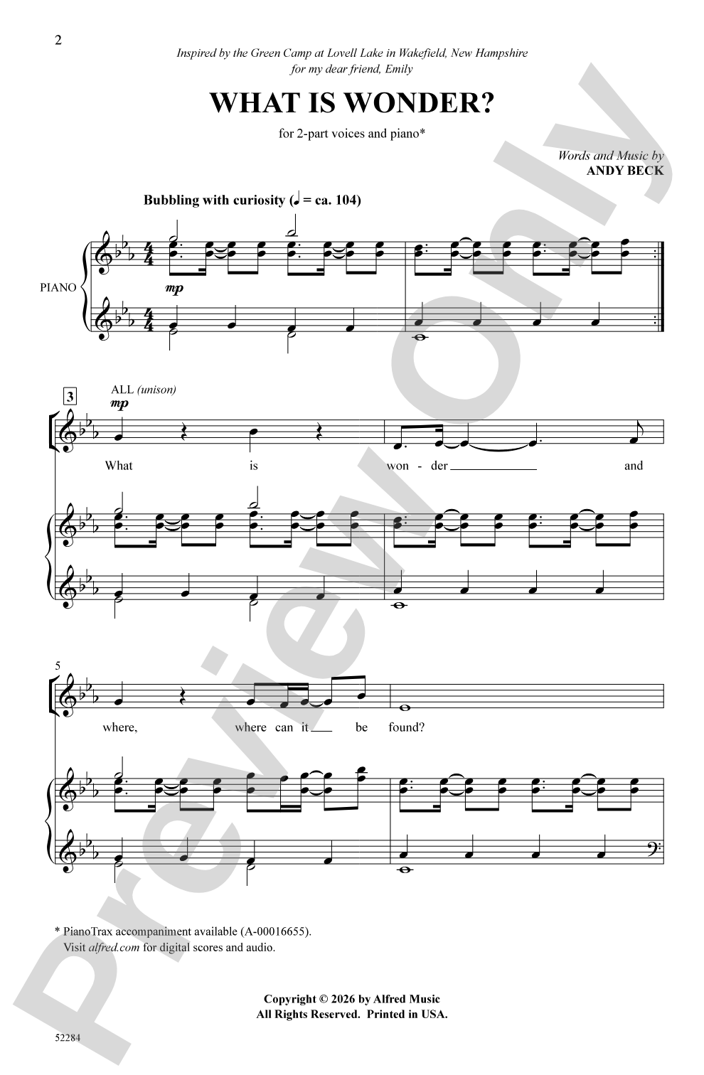 What Is Wonder?: 2-Part Choral Octavo