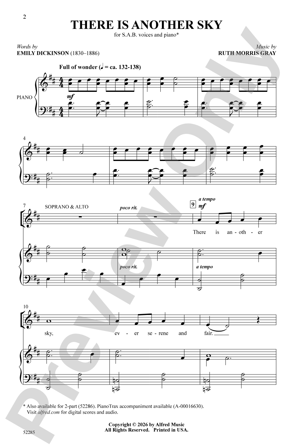 There Is Another Sky: SAB Choral Octavo