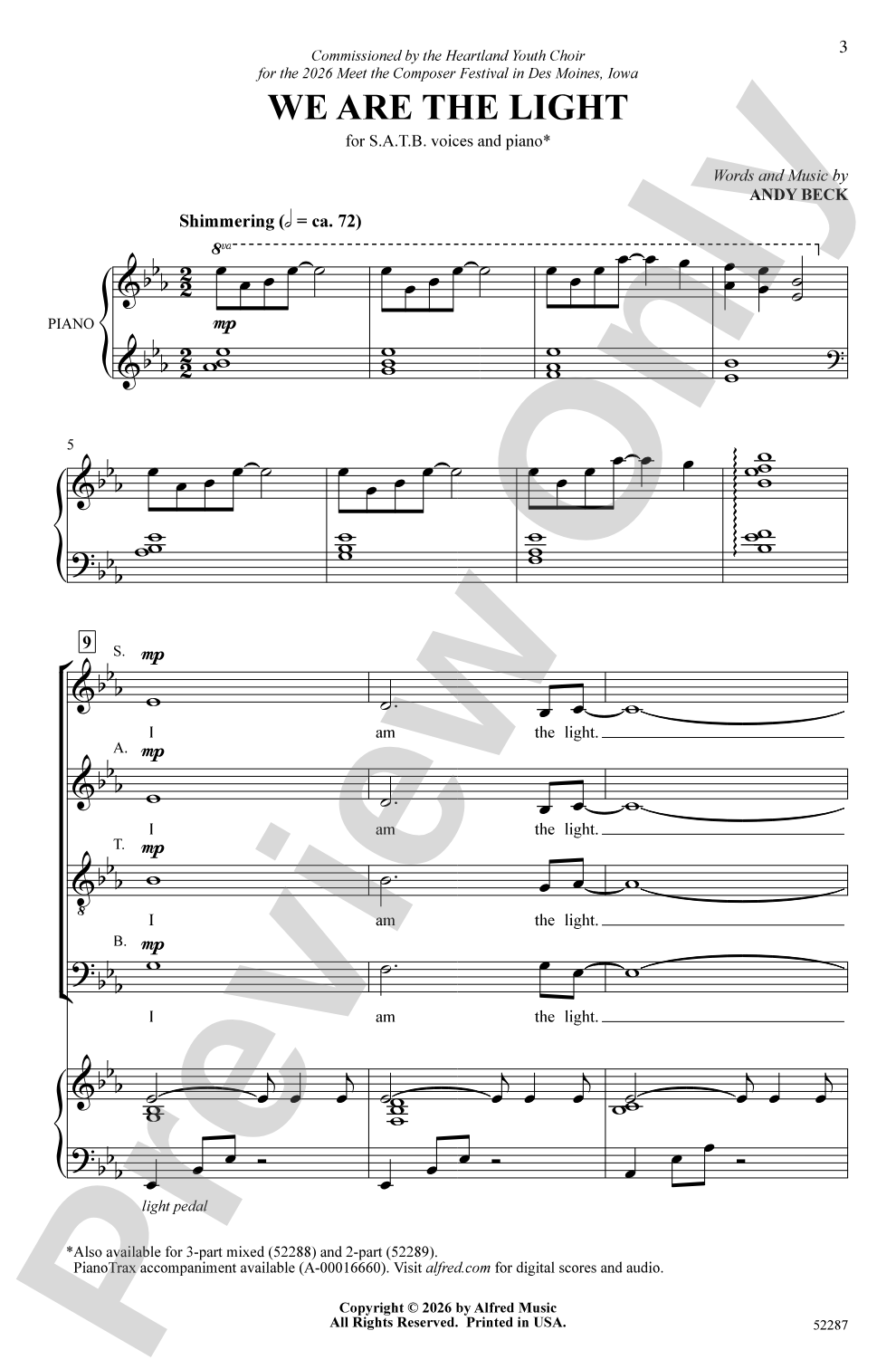 We Are the Light: SATB Choral Octavo