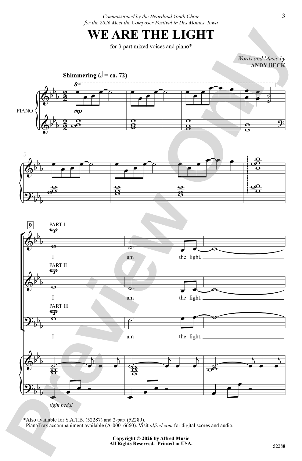 We Are the Light: 3-Part Mixed Choral Octavo