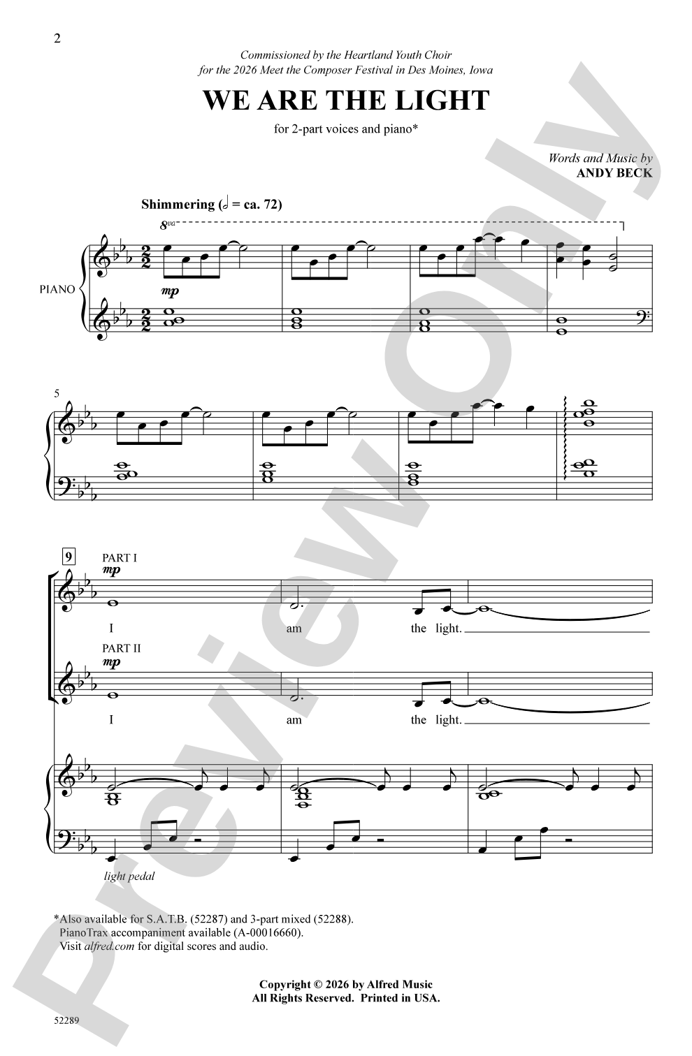 We Are the Light: 2-Part Choral Octavo