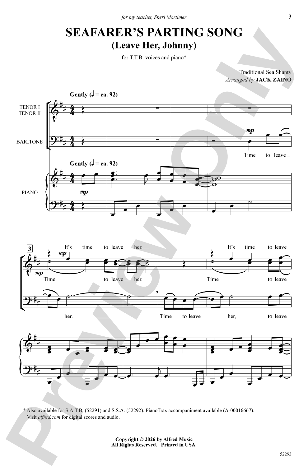 Seafarer's Parting Song: TTB Choral Octavo
