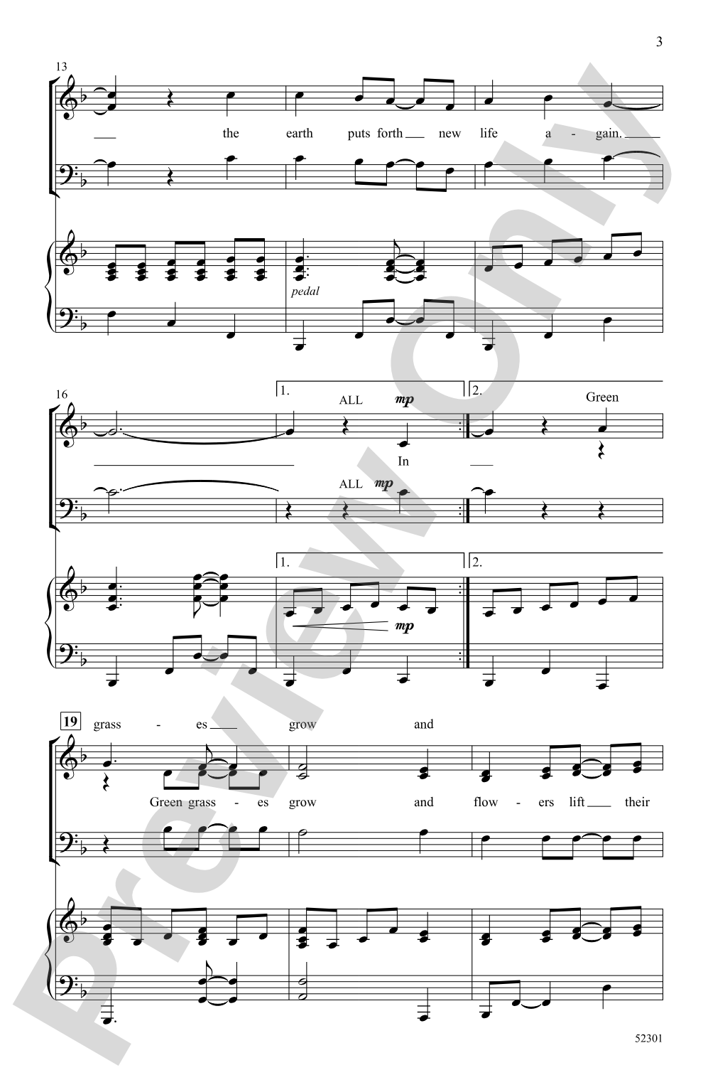 In Time of Silver Rain: 3-Part Mixed Choral Octavo