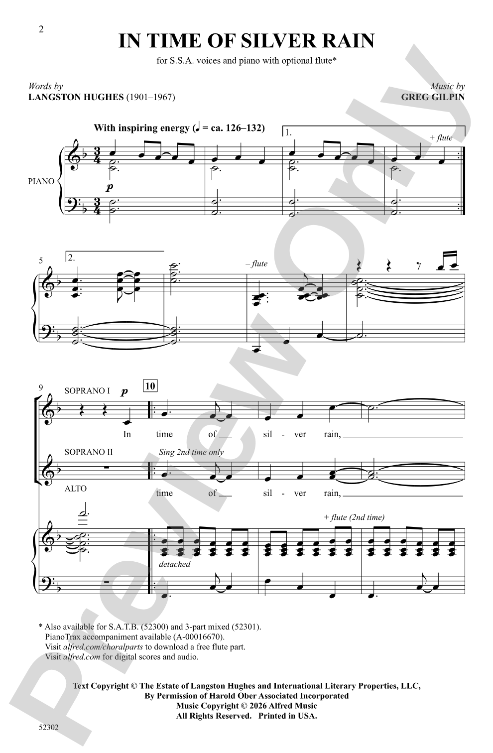 In Time of Silver Rain: SSA Choral Octavo