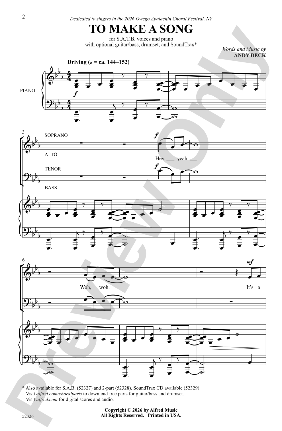 To Make a Song: SATB Choral Octavo