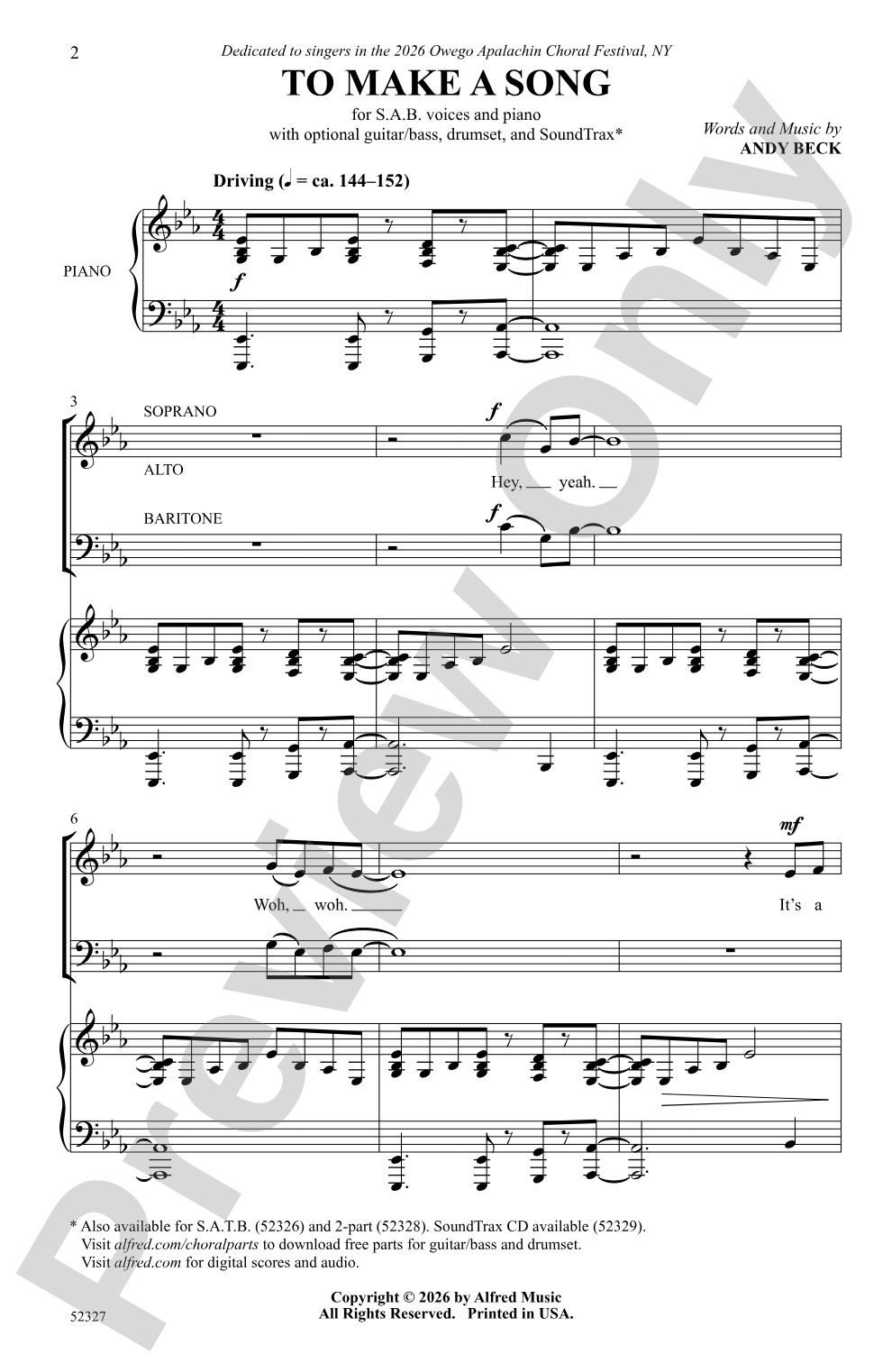 To Make a Song: SAB Choral Octavo