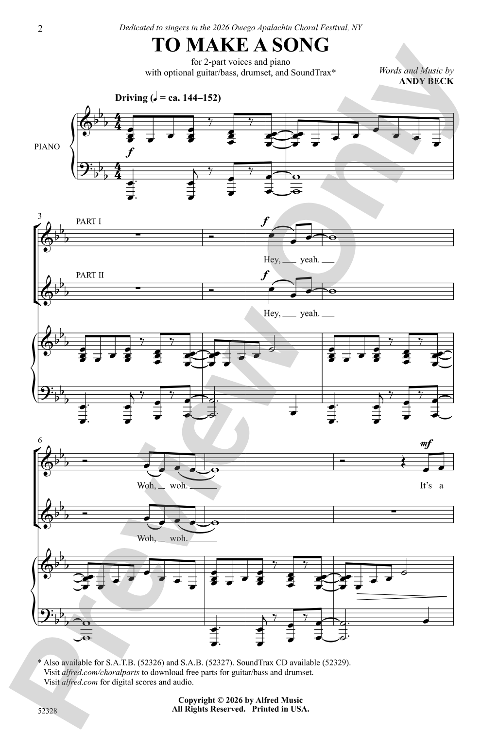 To Make a Song: 2-Part Choral Octavo