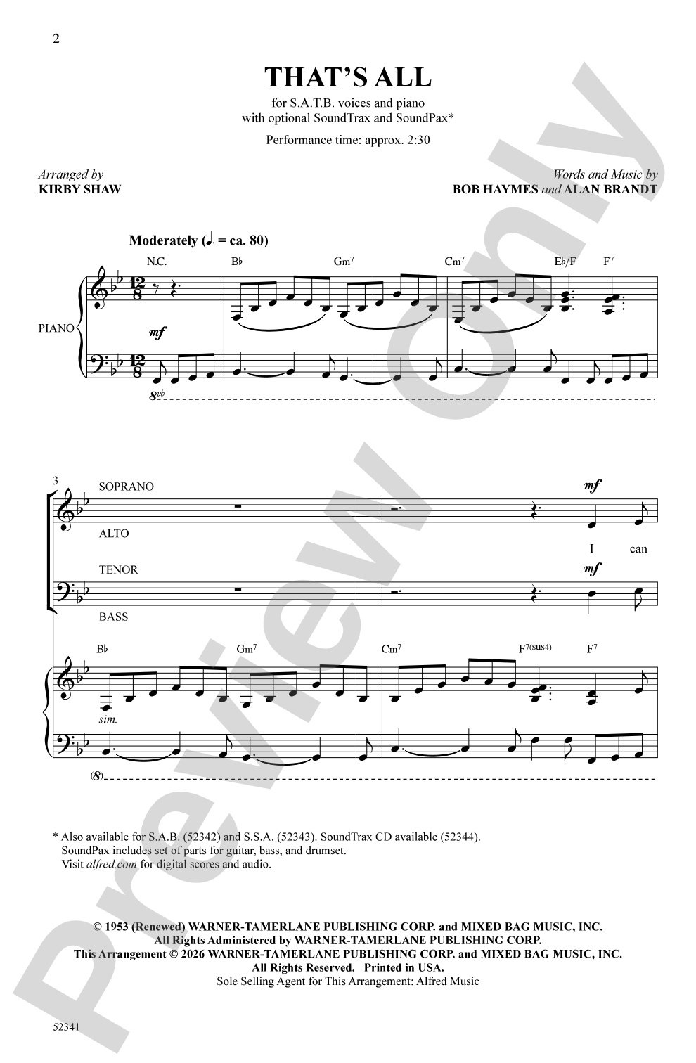 That's All: SATB Choral Octavo