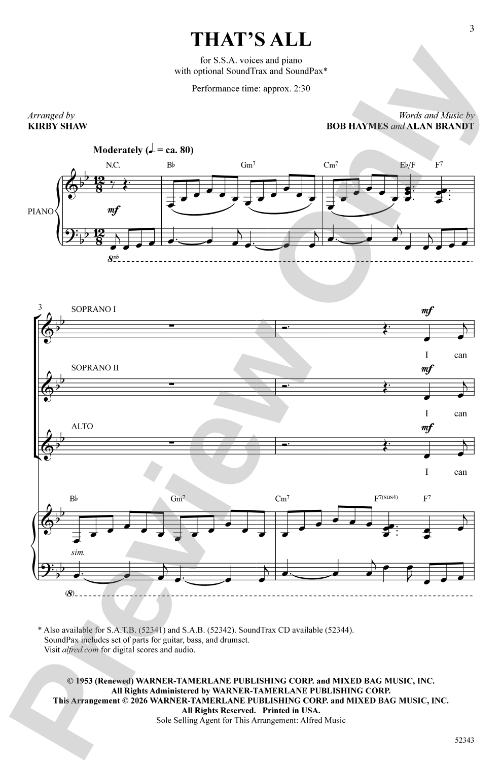 That's All: SSA Choral Octavo
