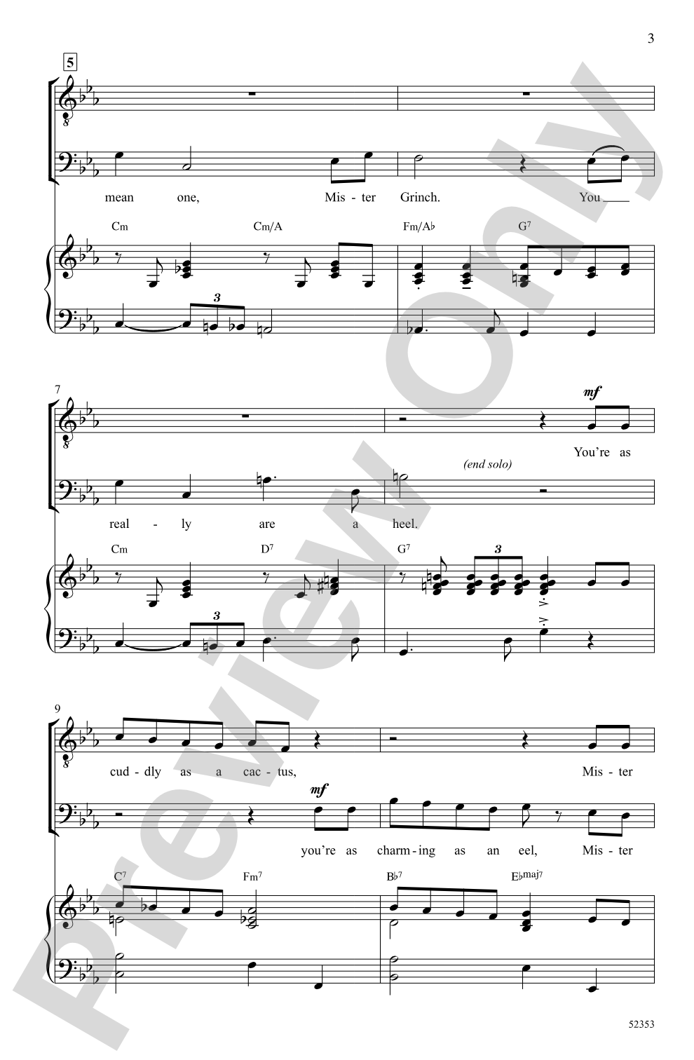 You're a Mean One, Mr. Grinch: TB Choral Octavo