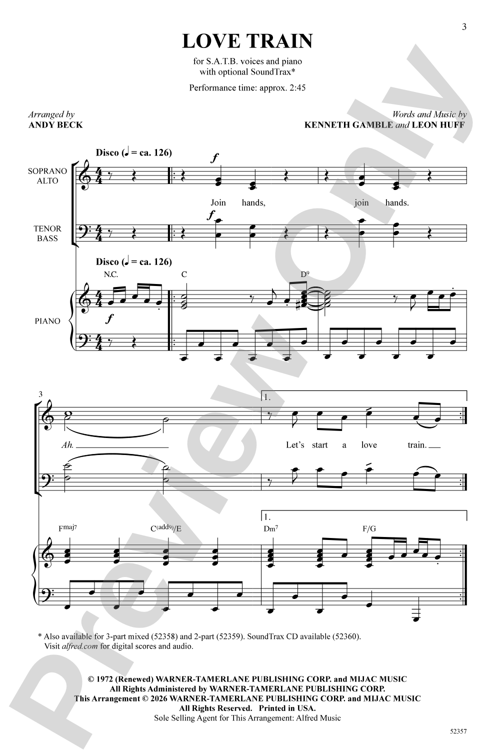 Love Train: SATB Choral Octavo