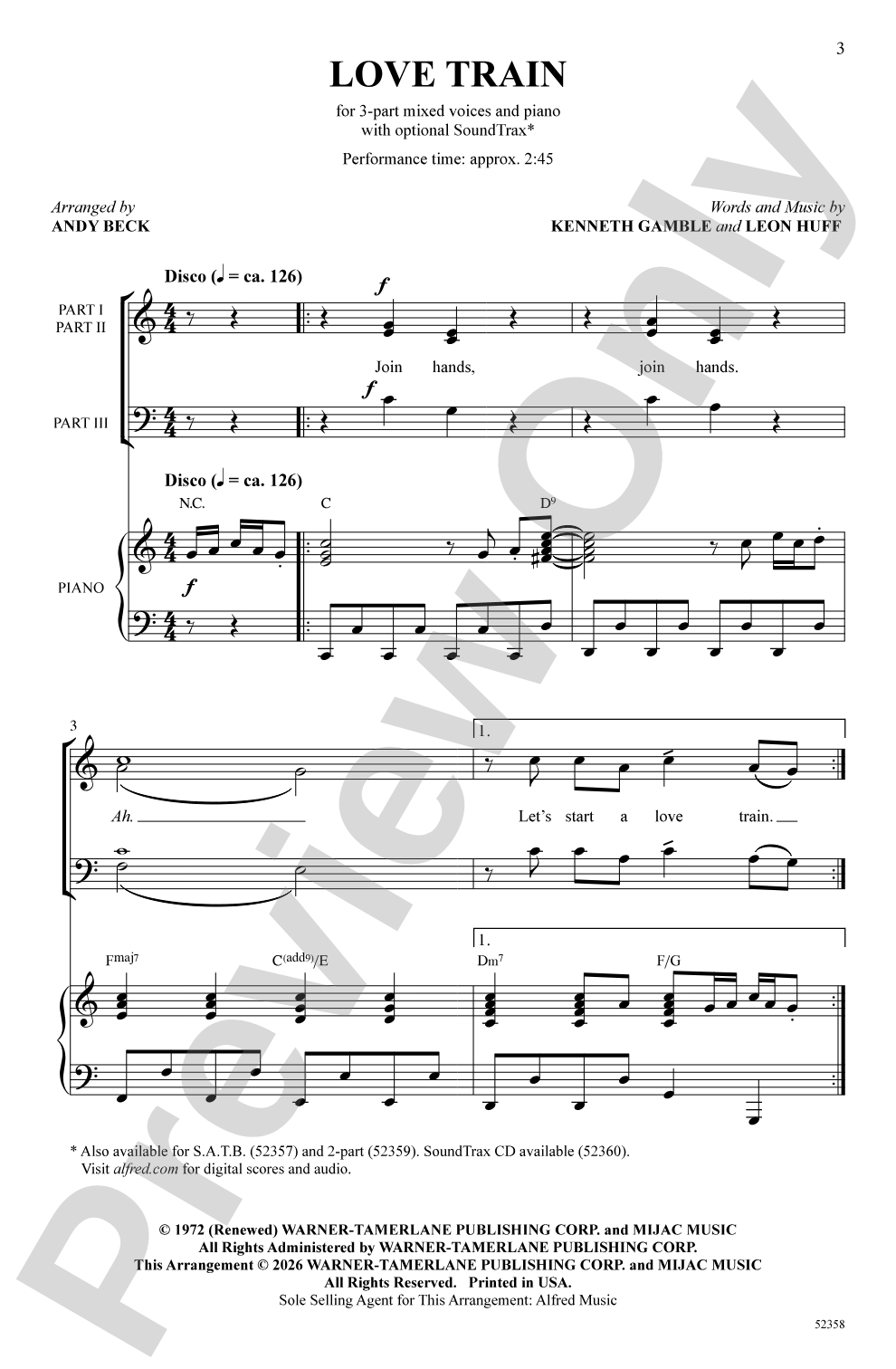Love Train: 3-Part Mixed Choral Octavo