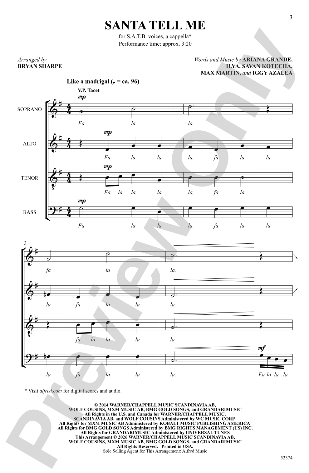 Santa Tell Me: SATB <i>a cappella</i> Choral Octavo