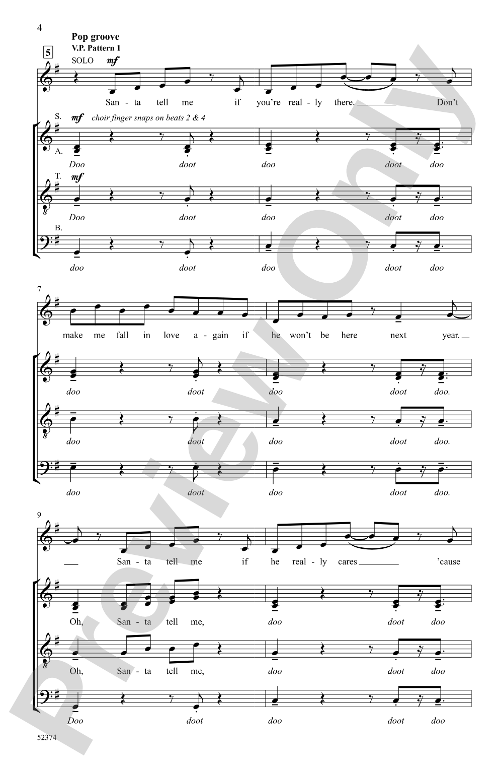Santa Tell Me: SATB <i>a cappella</i> Choral Octavo