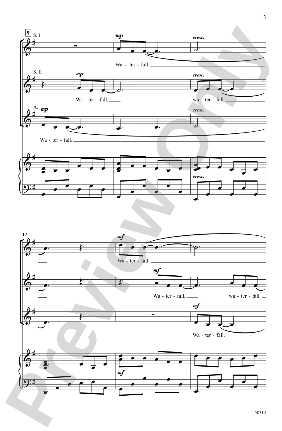 Waterfall: SSA Choral Octavo
