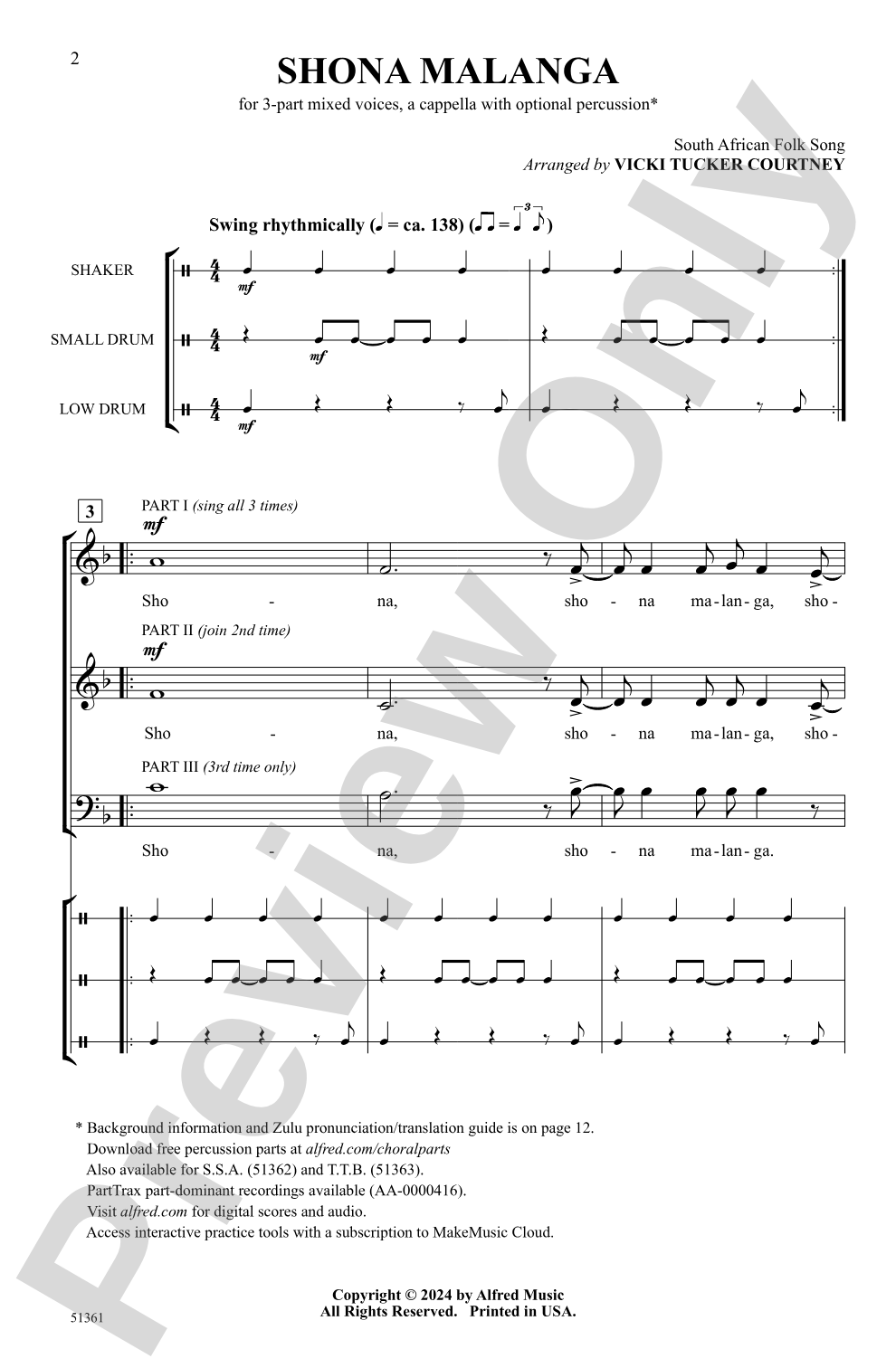 Shona Malanga: 3-Part Mixed, <I>a cappella</I> Choral Octavo