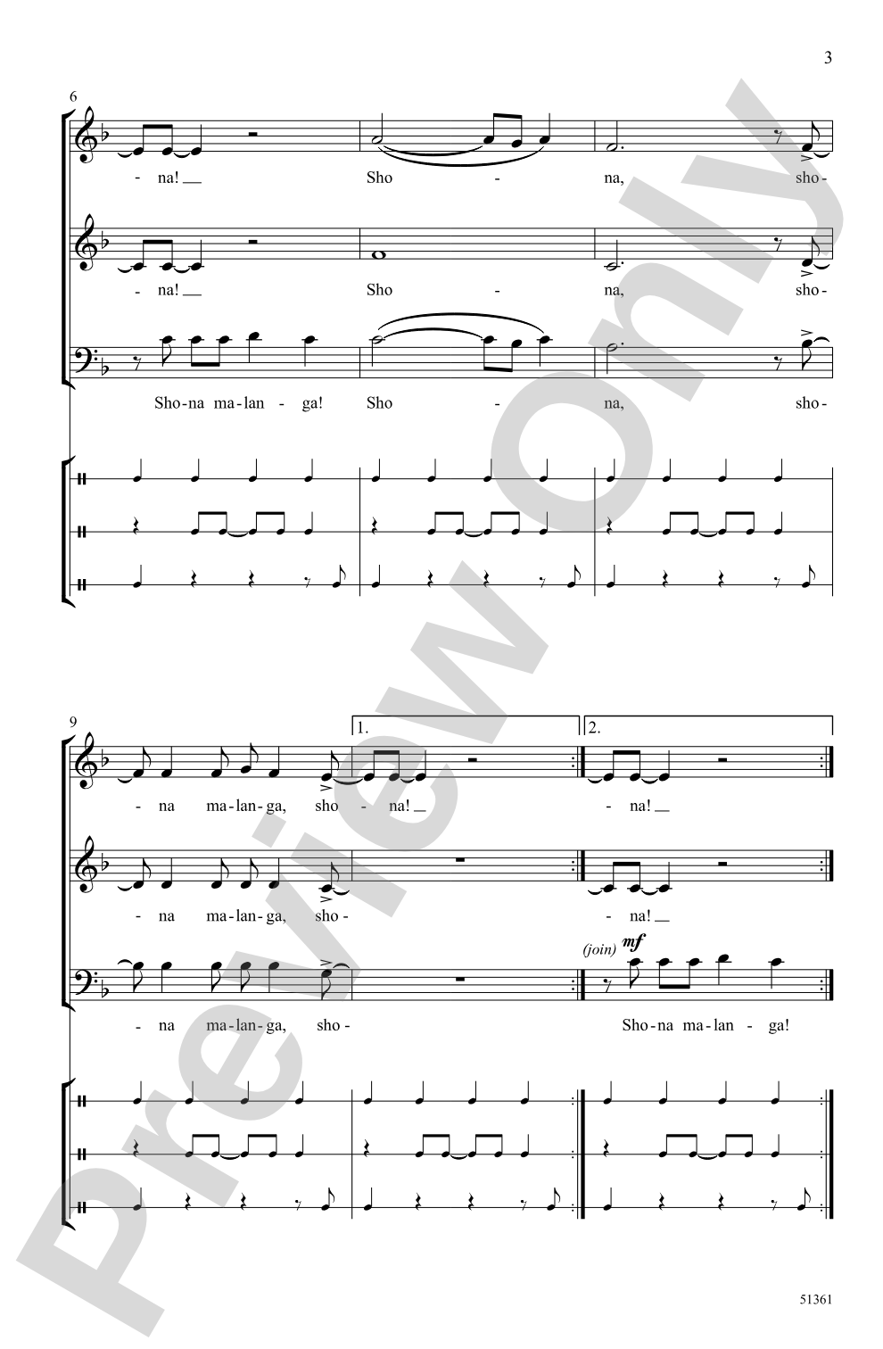 Shona Malanga: 3-Part Mixed, <I>a cappella</I> Choral Octavo
