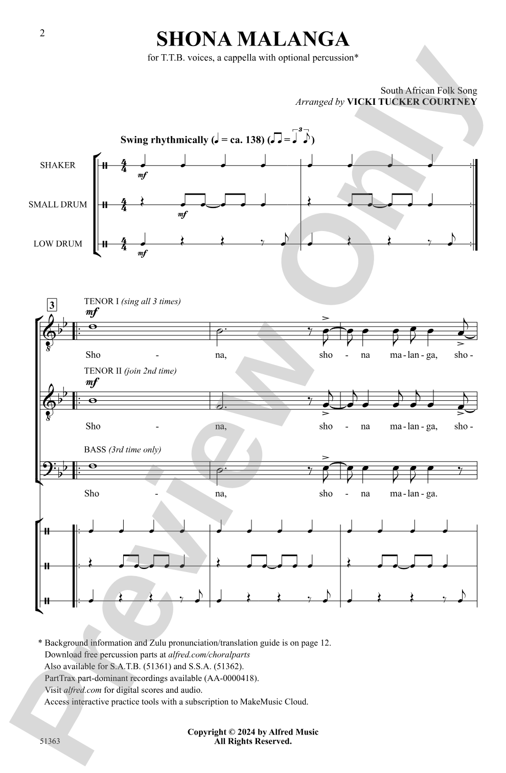 Shona Malanga: TTB, <I>a cappella</I> Choral Octavo