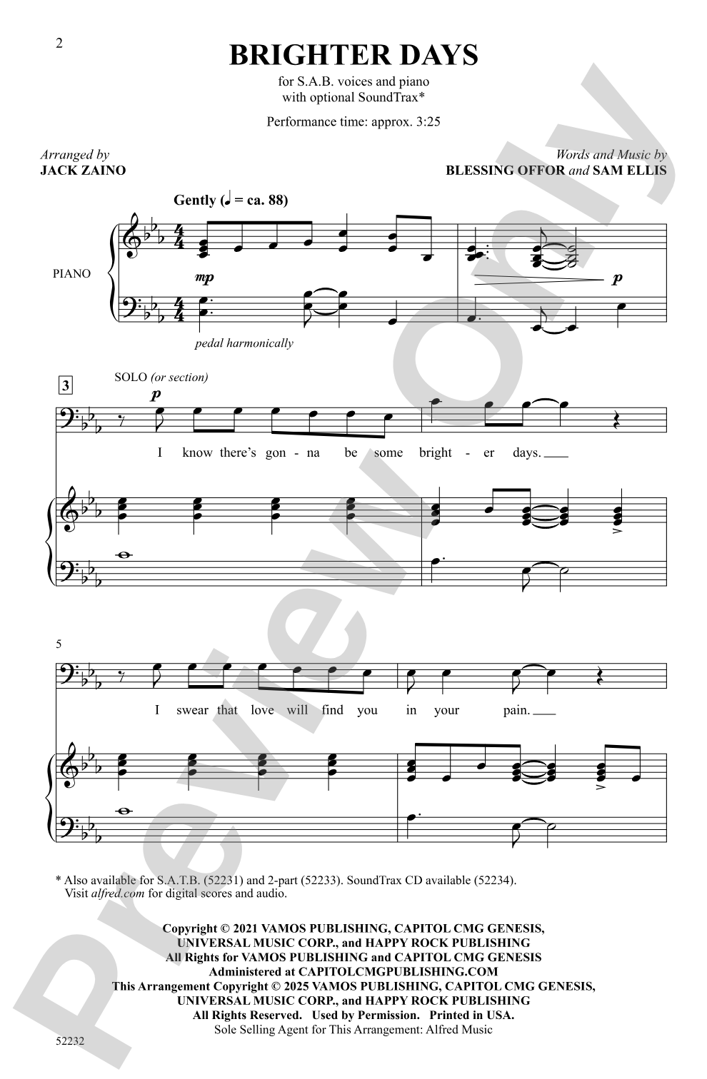 Brighter Days: SAB Choral Octavo