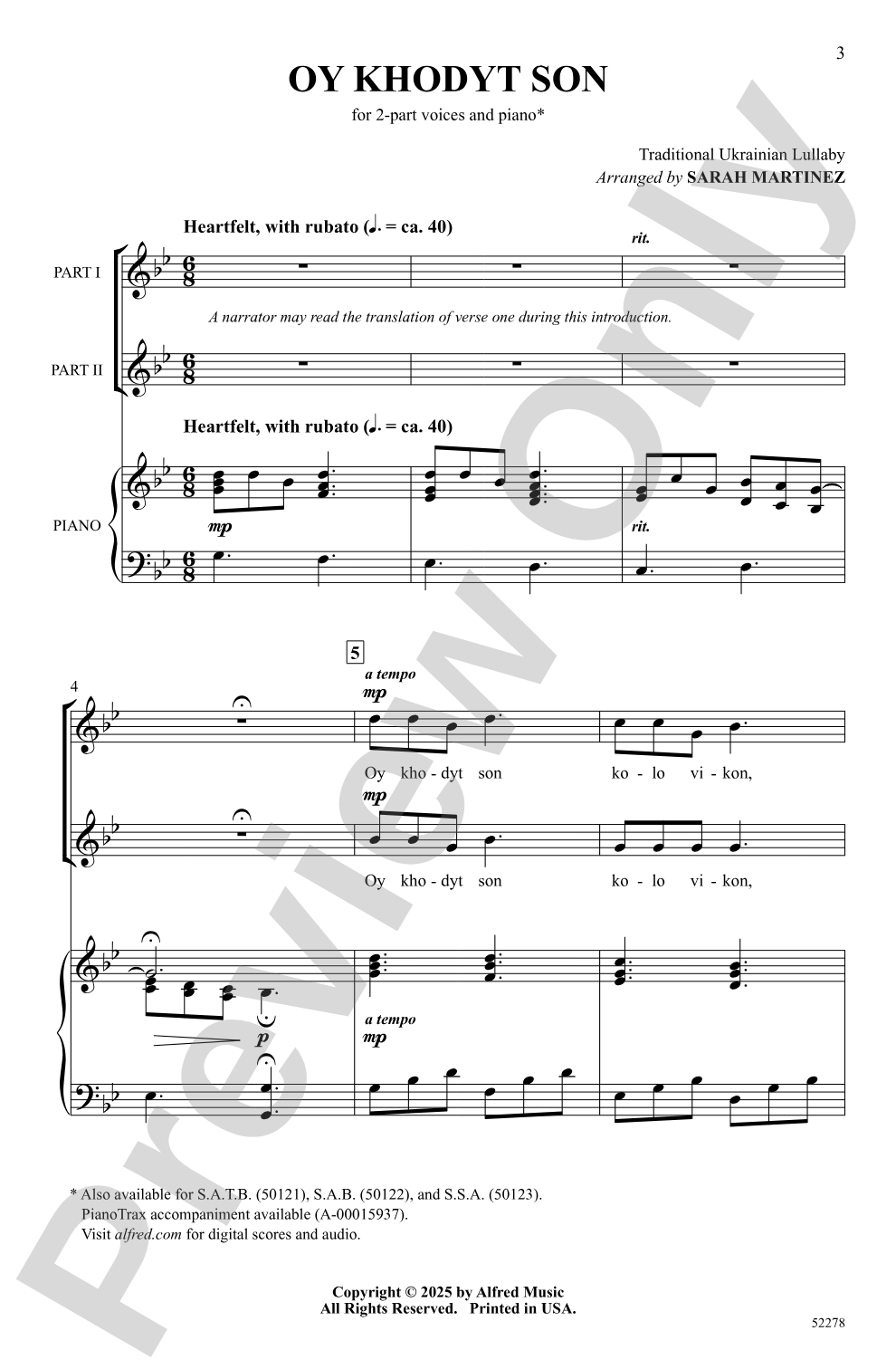 Oy Khodyt Son: 2-Part (opt. a cappella) Choral Octavo