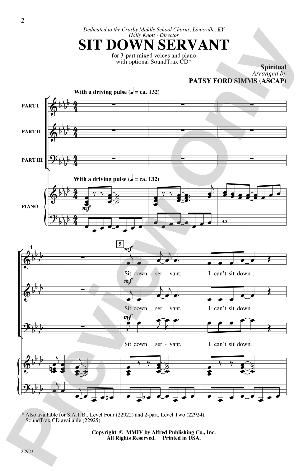 Sit Down Servant: 3-Part Choral Octavo