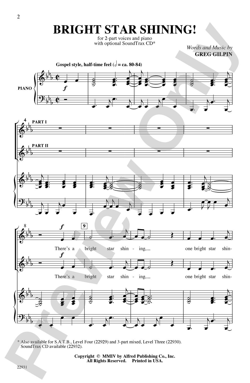 Bright Star Shining!: 2-Part Choral Octavo