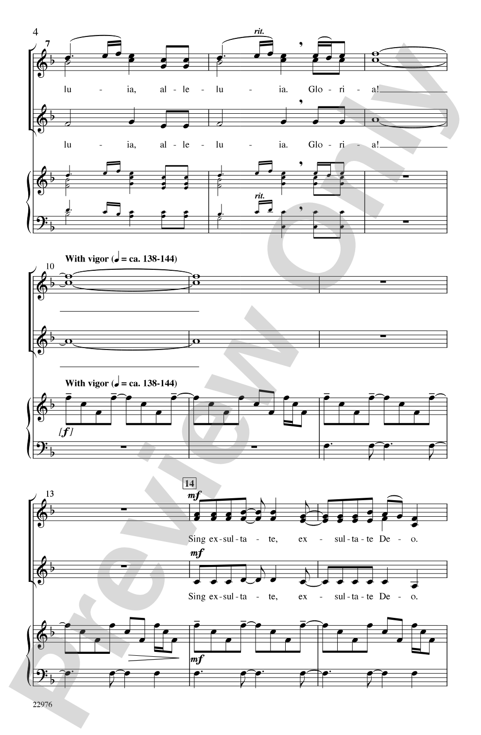 Exsultate Deo: SSA Choral Octavo