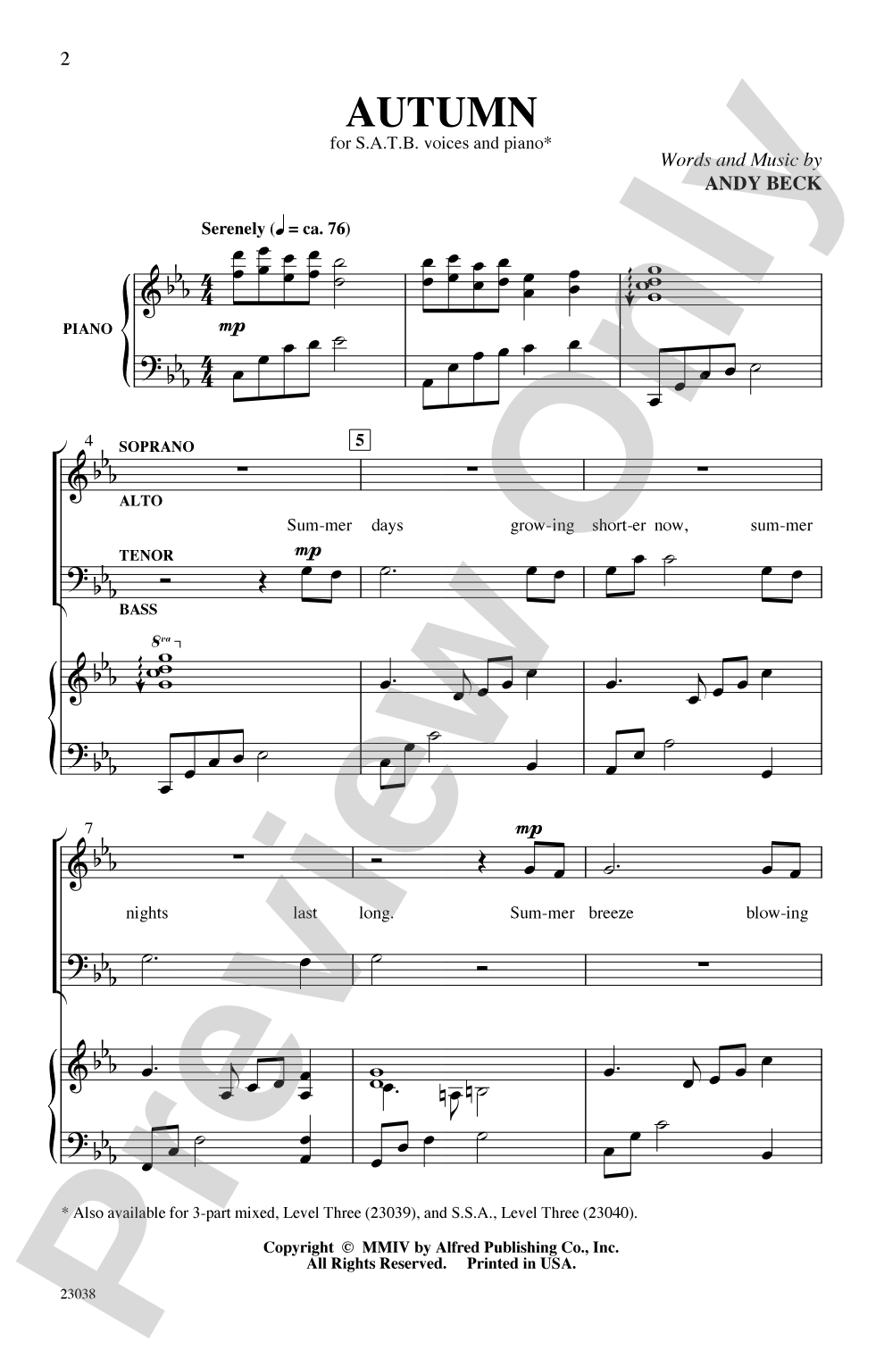 Autumn: SATB Choral Octavo