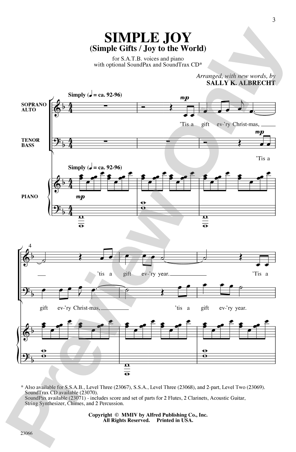 Simple Joy (Simple Gifts / Joy to the World): SATB Choral Octavo
