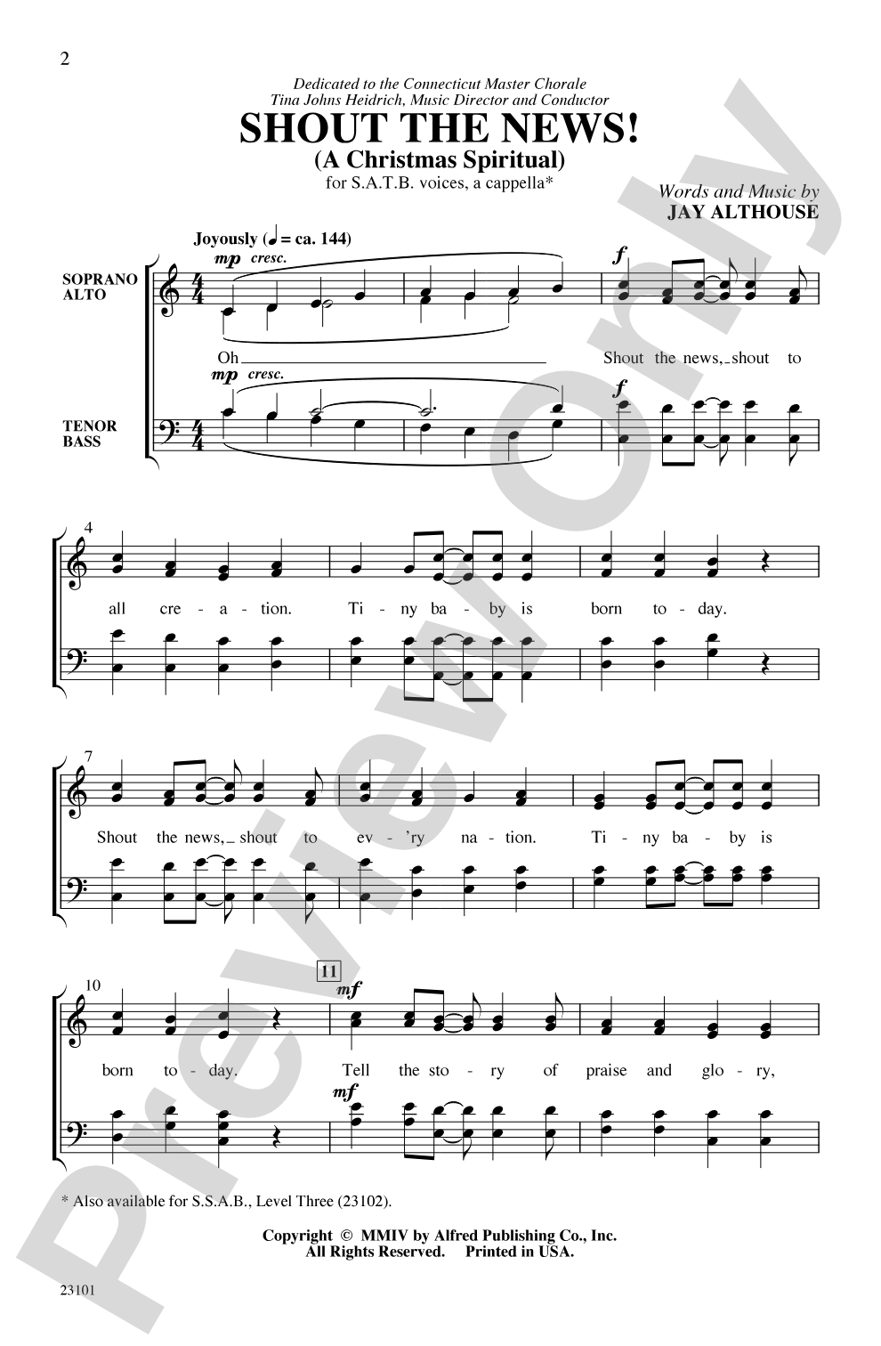Shout the News!: SATB, <i>a cappella</i> Choral Octavo