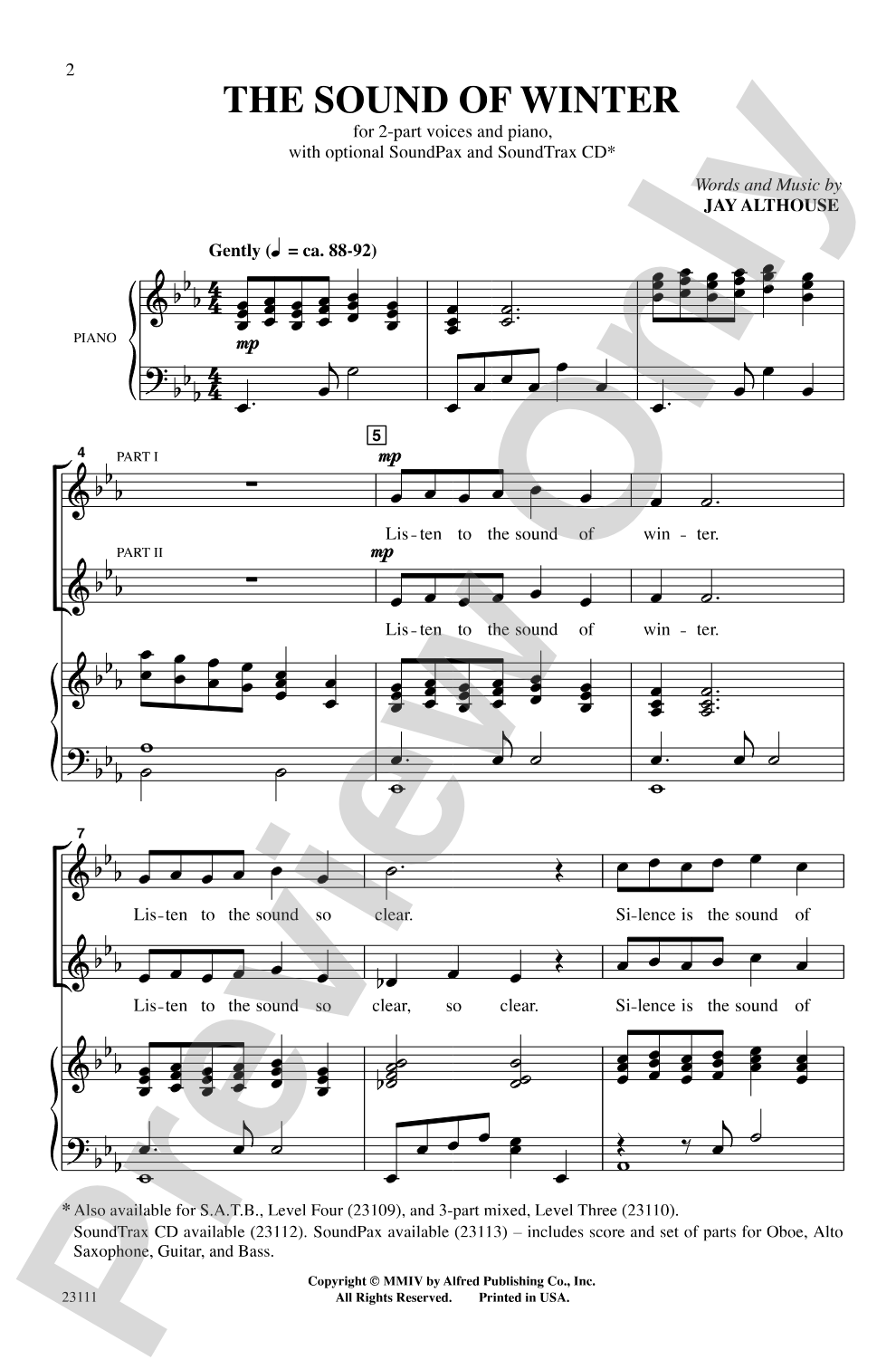 The Sound of Winter: 2-Part Choral Octavo