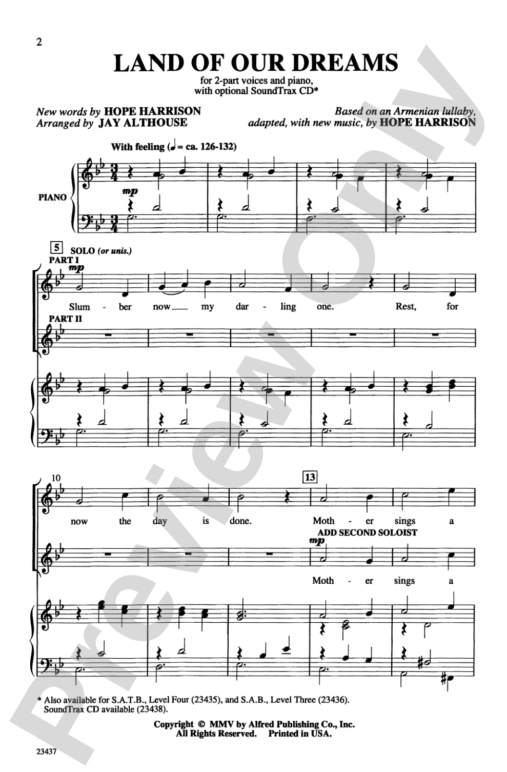 Land of Our Dreams: 2-Part Choral Octavo
