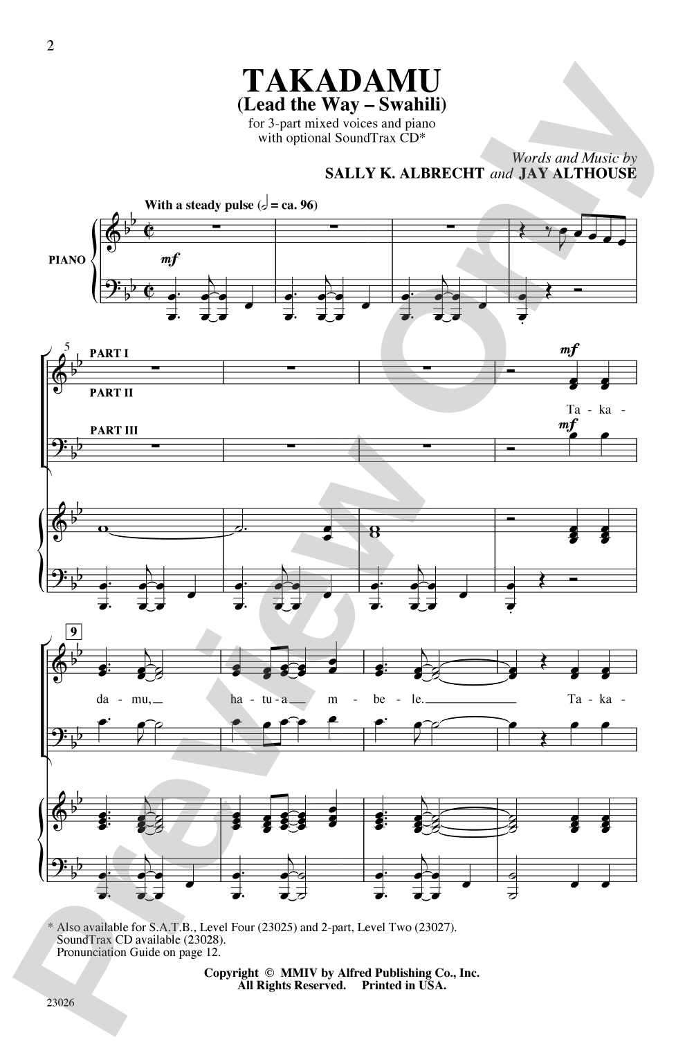 Takadamu: 3-Part Choral Octavo