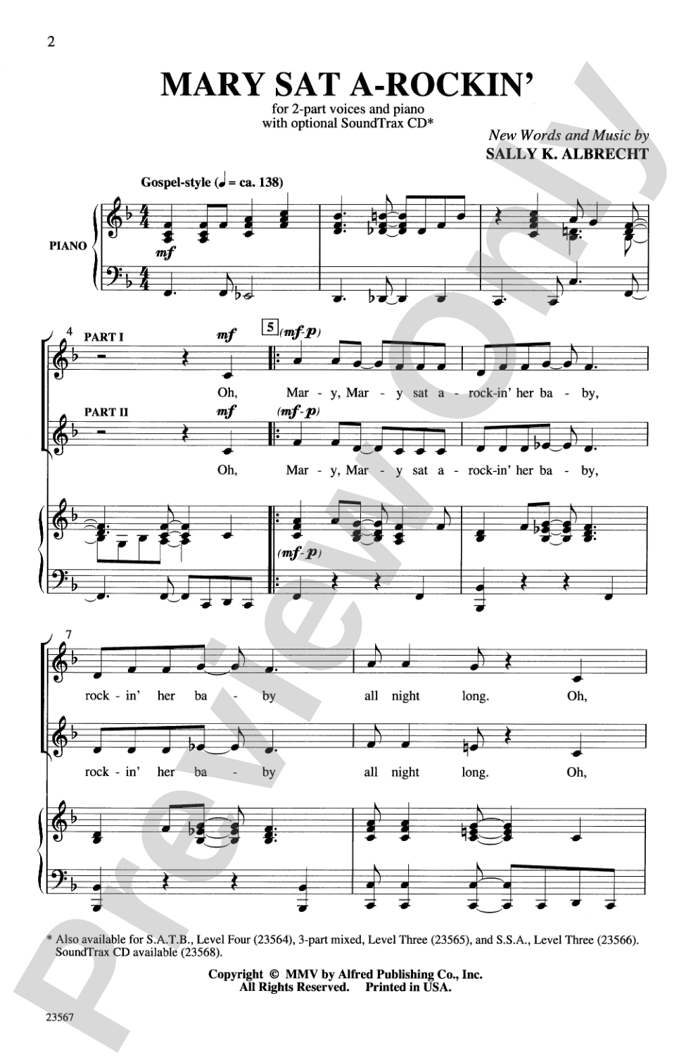 Mary Sat A-Rockin': 2-Part Choral Octavo