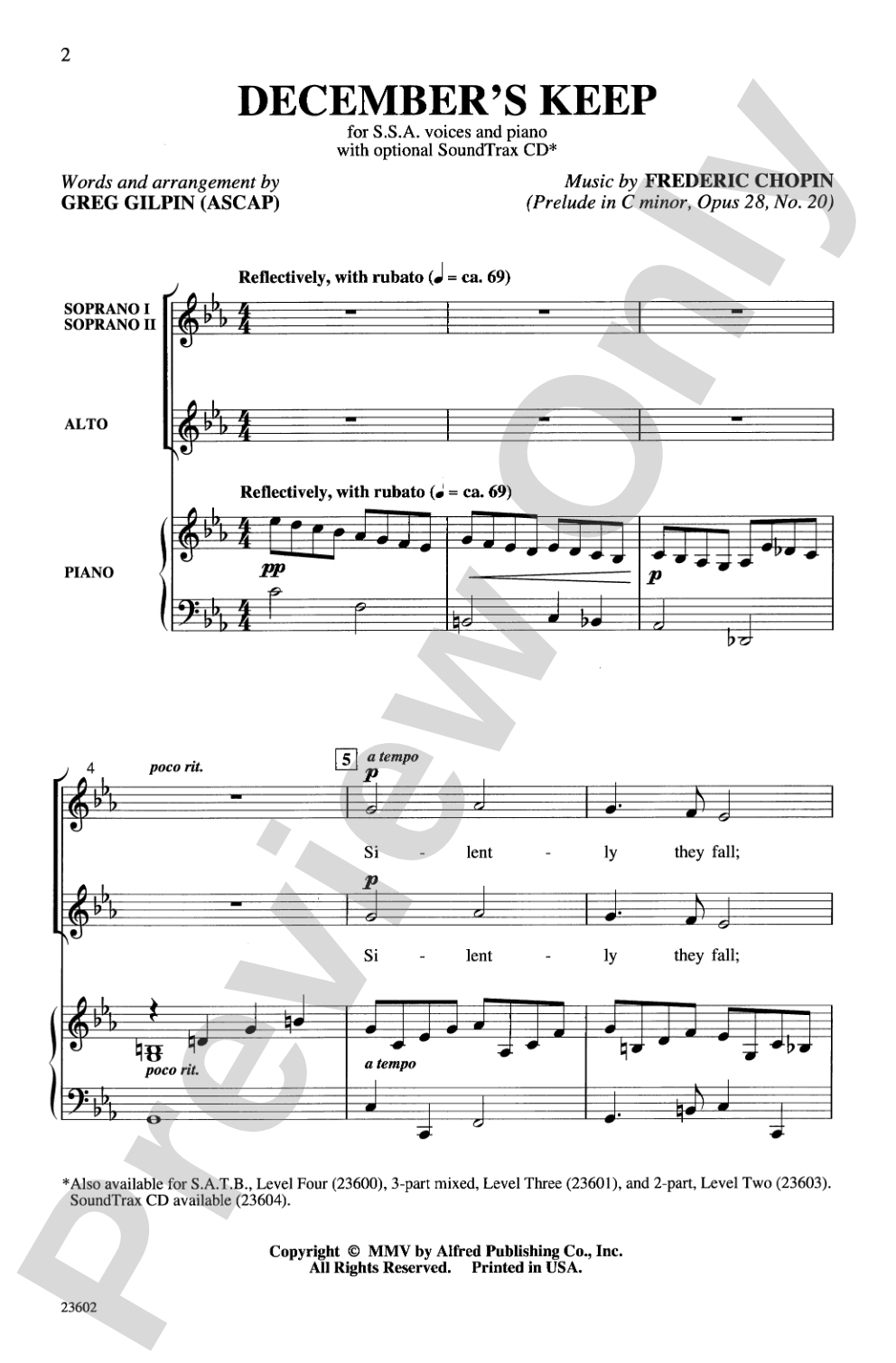 December's Keep: SSA Choral Octavo