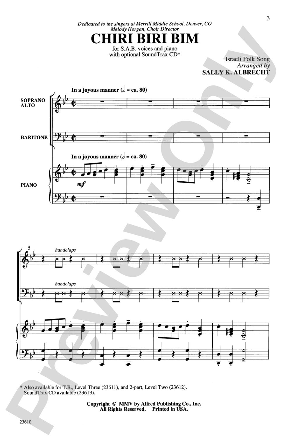 Chiri Biri Bim: SAB Choral Octavo