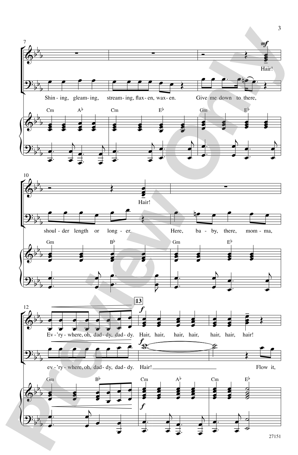 Hair: SAB Choral Octavo