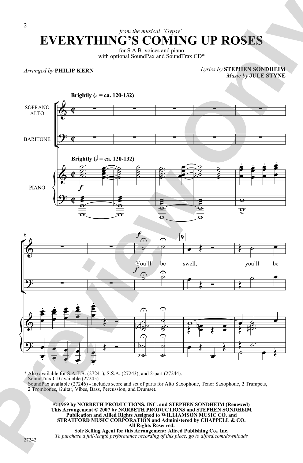 Everything's Coming Up Roses: SAB Choral Octavo