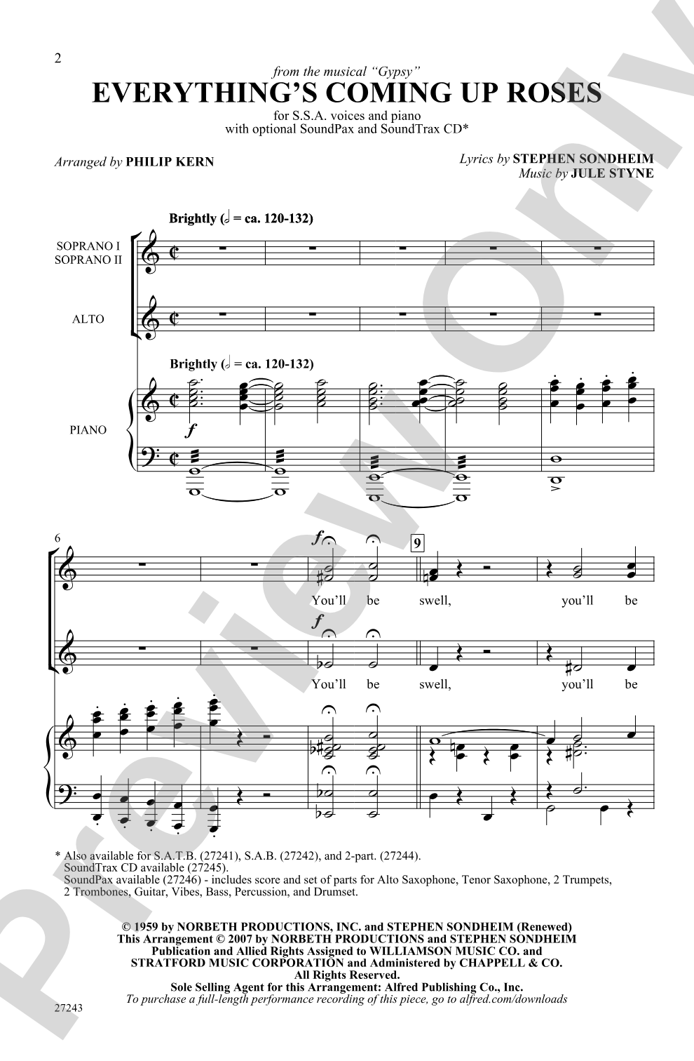 Everything's Coming Up Roses: SSA Choral Octavo