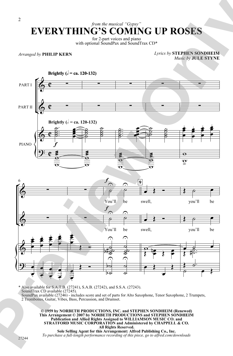 Everything's Coming Up Roses: 2-Part Choral Octavo